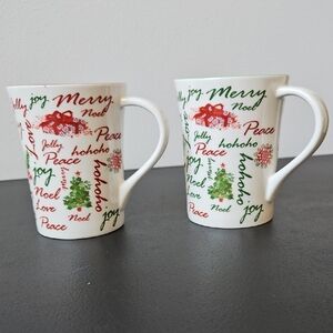 Starbucks Holiday Mugs - Red and Green Text Design